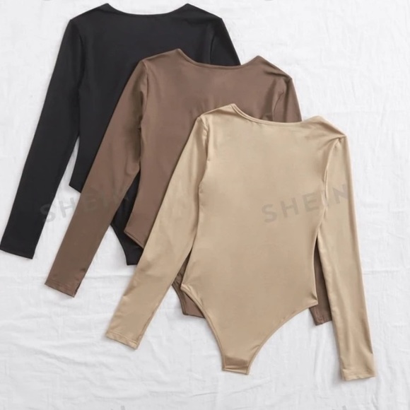 Multi Color Neutrals 3 Pack Basic Bodysuits - Picture 2 of 5